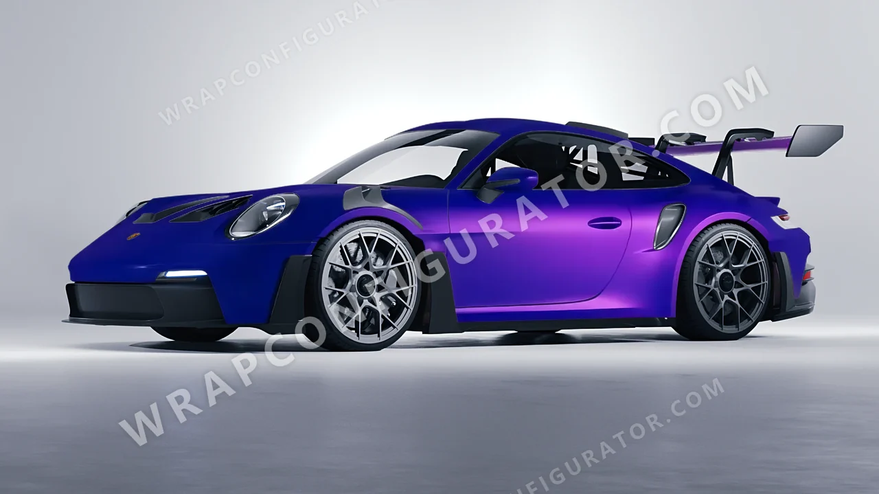 Blue Porsche 911 GT3 RS 2024 wrapped in ORACAL Matt Ultramarine Violet 970RA-319M