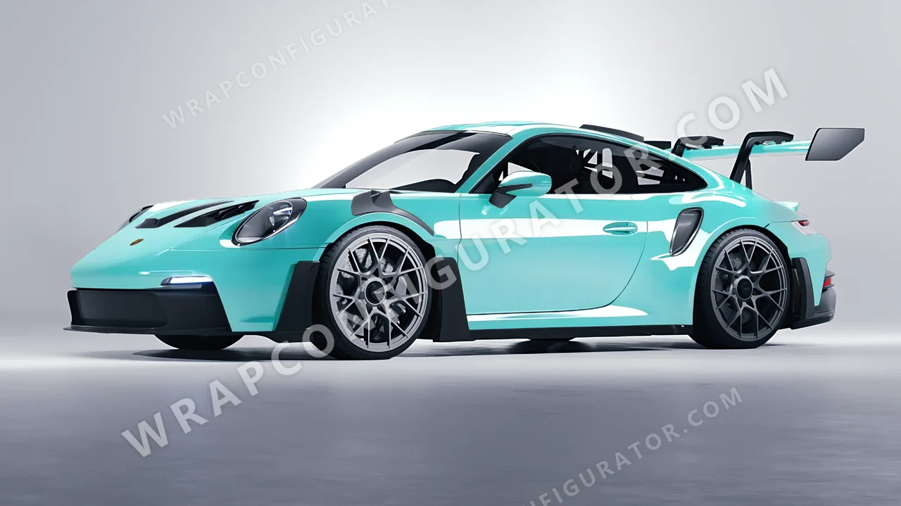 Blue Porsche 911 GT3 RS 2024 wrapped in ORACAL Mint 970RA-055G