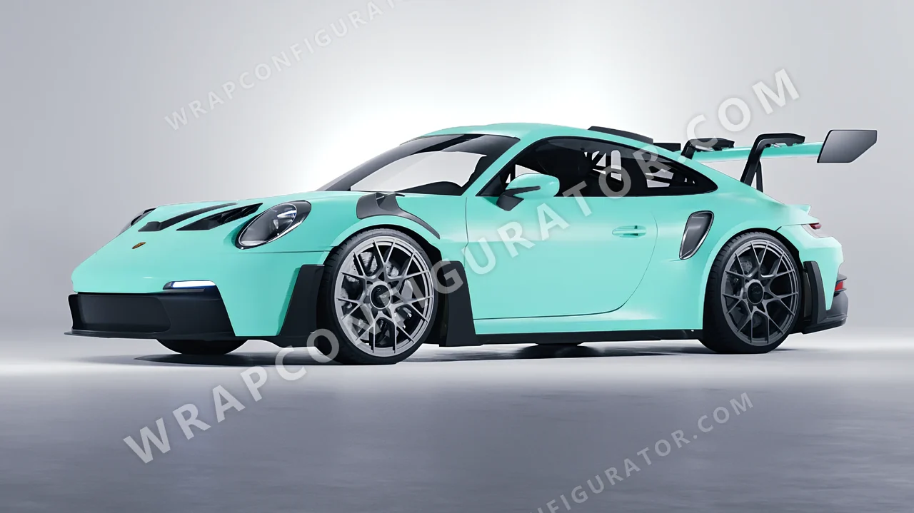 Blue Porsche 911 GT3 RS 2024 wrapped in ORACAL Mint 970RA-055M