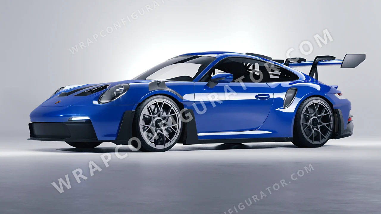 Blue Porsche 911 GT3 RS 2024 wrapped in ORACAL Sea Blue 970RA-509G