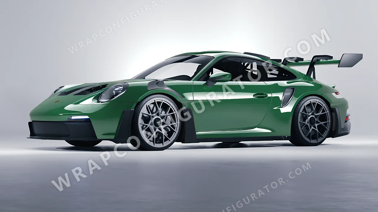 Green Porsche 911 GT3 RS 2024 wrapped in 3M Mantis Green HG36