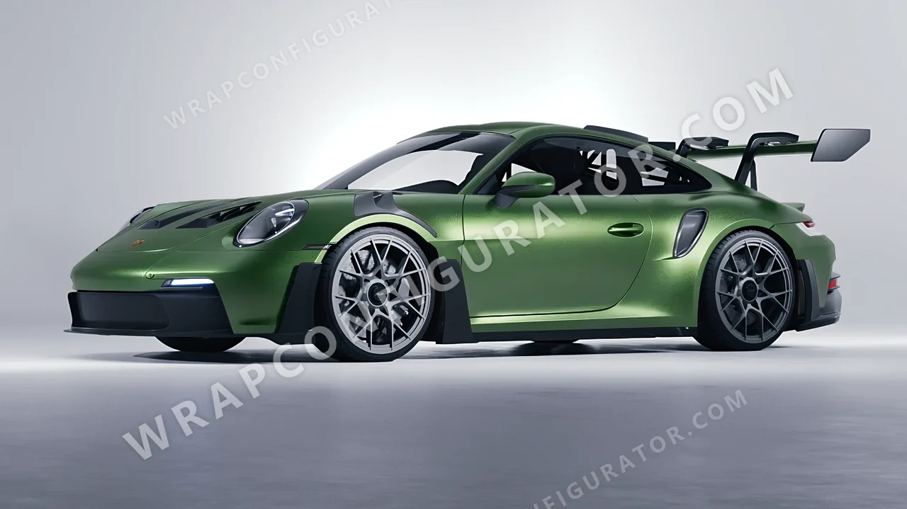 Green Porsche 911 GT3 RS 2024 wrapped in Avery Dennison Apple Green SW900-745-M