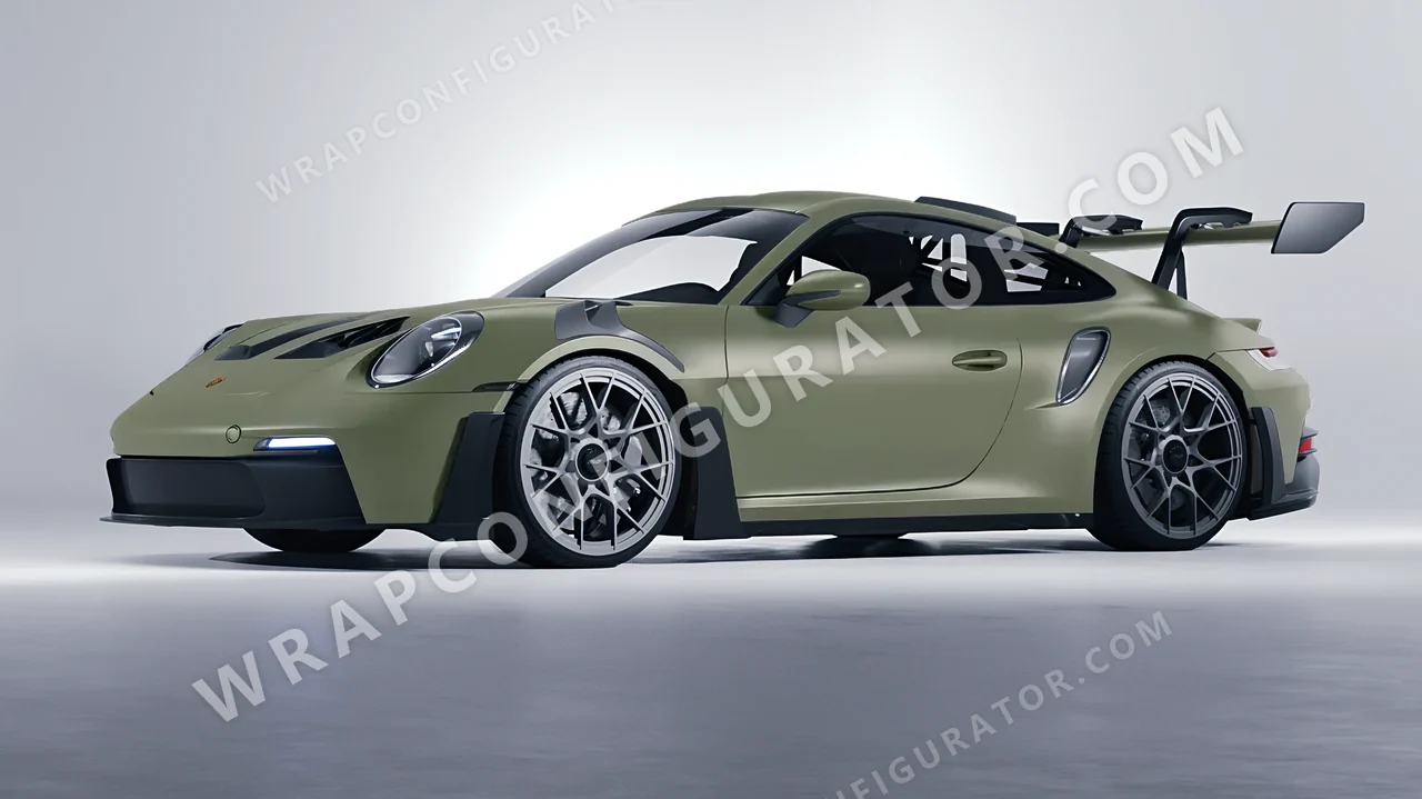 Green Porsche 911 GT3 RS 2024 wrapped in Avery Dennison Khaki Green SW900-711-O