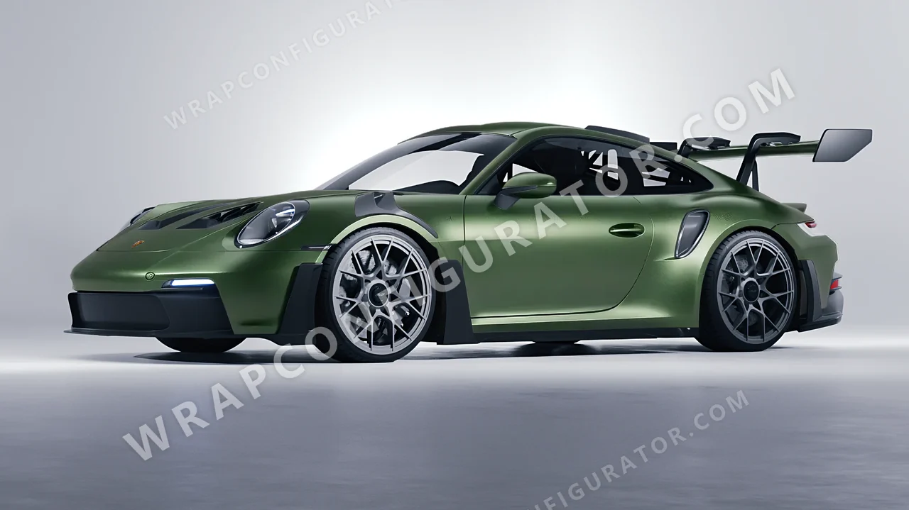 Green Porsche 911 GT3 RS 2024 wrapped in Avery Dennison Moss Green SW900-737-M