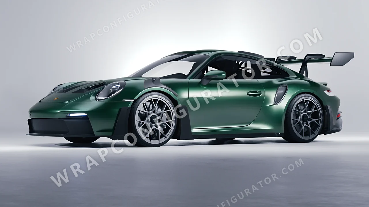 Green Porsche 911 GT3 RS 2024 wrapped in Avery Dennison Pearl Dark Green SW900-796-S
