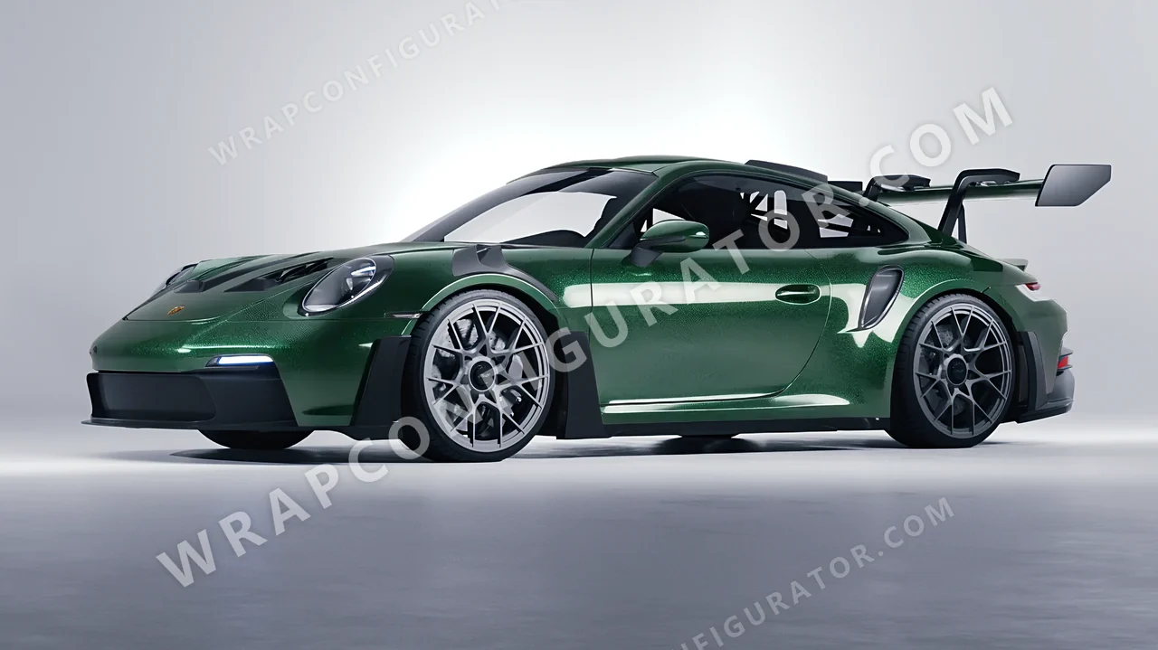 Green Porsche 911 GT3 RS 2024 wrapped in Avery Dennison Radioactive SW900-762-M