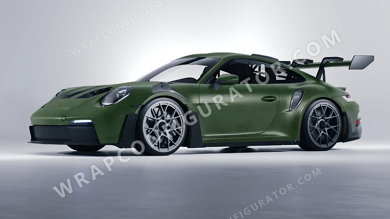 Green Porsche 911 GT3 RS 2024 wrapped in Avery Dennison Rugged Marsh Green SW900-738-X