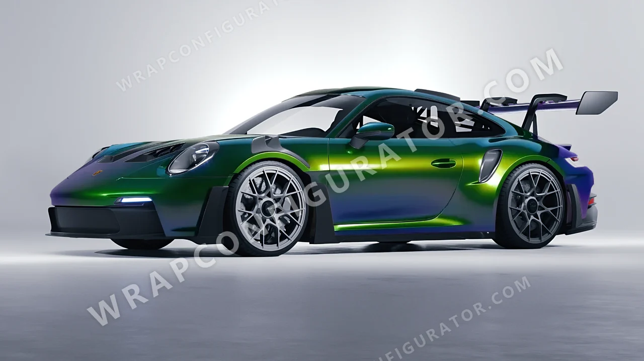Green Porsche 911 GT3 RS 2024 wrapped in Colourshield PPF by HyperPro Aurora Green GB01-P