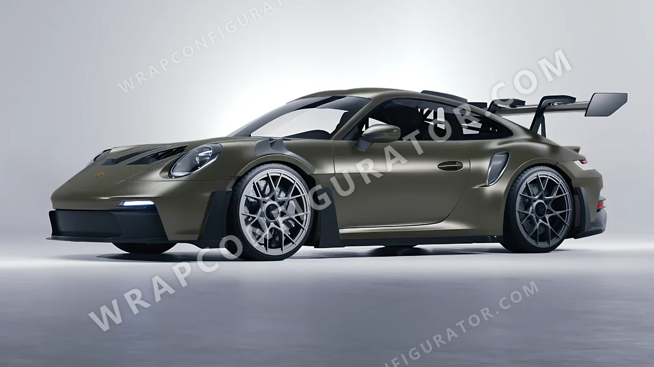 Green Porsche 911 GT3 RS 2024 wrapped in Colourshield PPF by HyperPro Gray Green SMF46-P