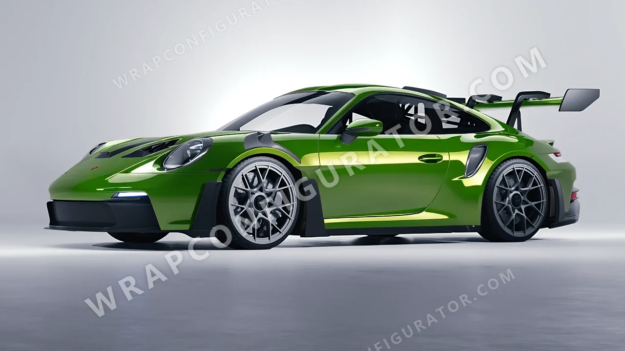 Green Porsche 911 GT3 RS 2024 wrapped in Inozetek Dynamic PPF Drift HQ Java Green DHQ999