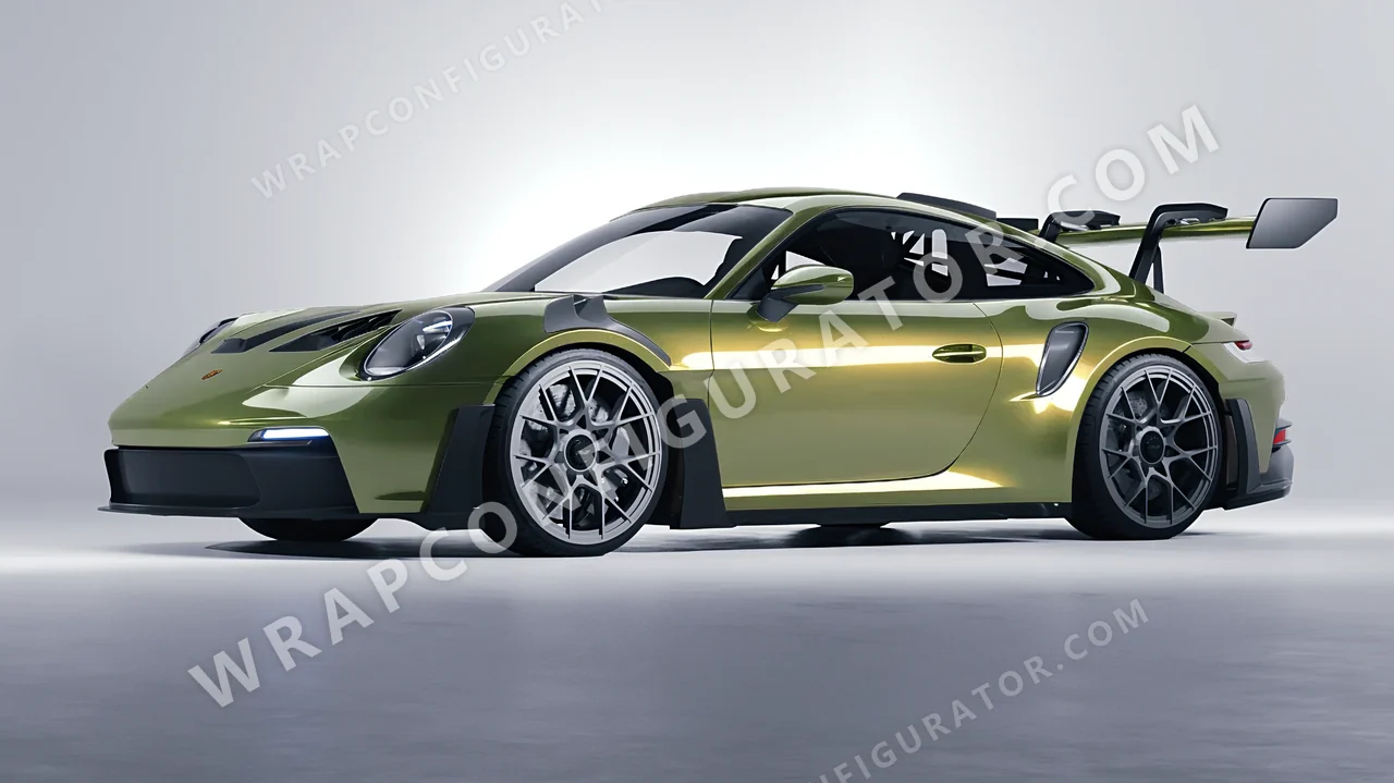 Green Porsche 911 GT3 RS 2024 wrapped in Inozetek Dynamic PPF Golden Green DPPF929
