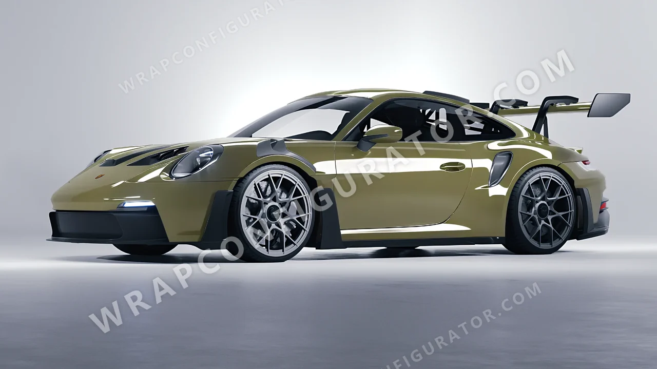 Green Porsche 911 GT3 RS 2024 wrapped in Inozetek Dynamic PPF Khaki Green DPPF932