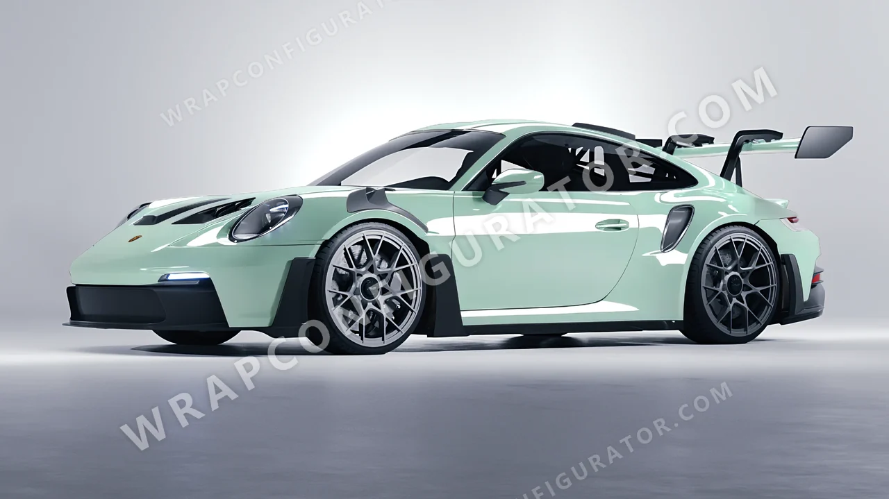 Green Porsche 911 GT3 RS 2024 wrapped in Inozetek Dynamic PPF Light Mint DPPF934