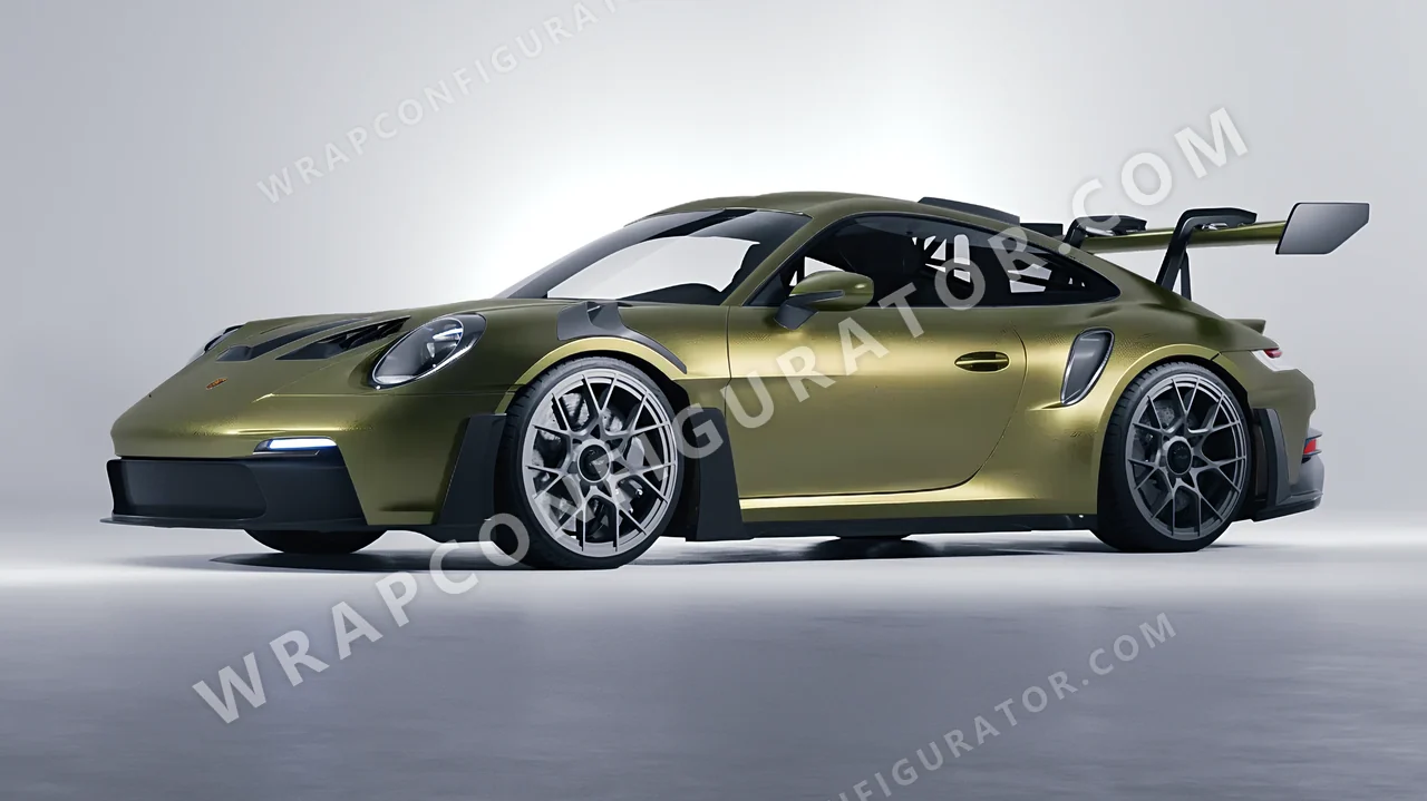 Green Porsche 911 GT3 RS 2024 wrapped in Inozetek Dynamic PPF Titanium Green DPPF817