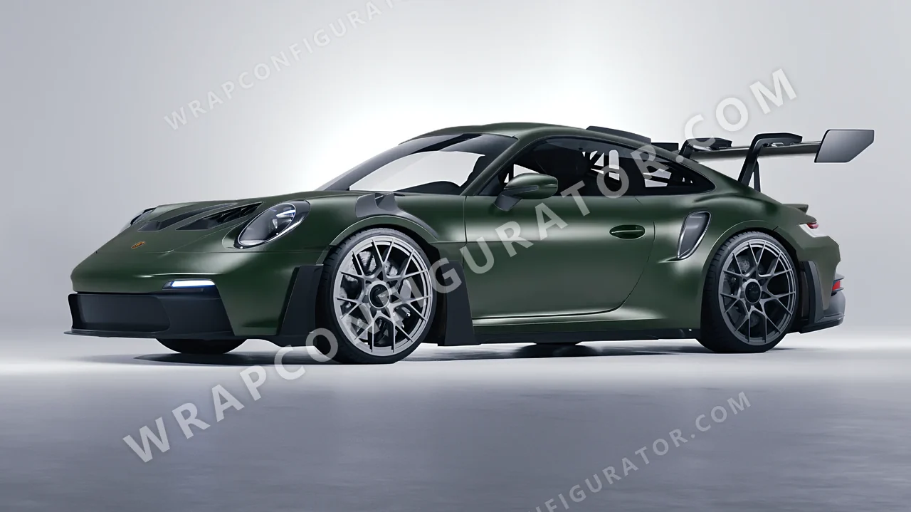 Green Porsche 911 GT3 RS 2024 wrapped in Inozetek Dynamic PPF Urban British Green URBN101