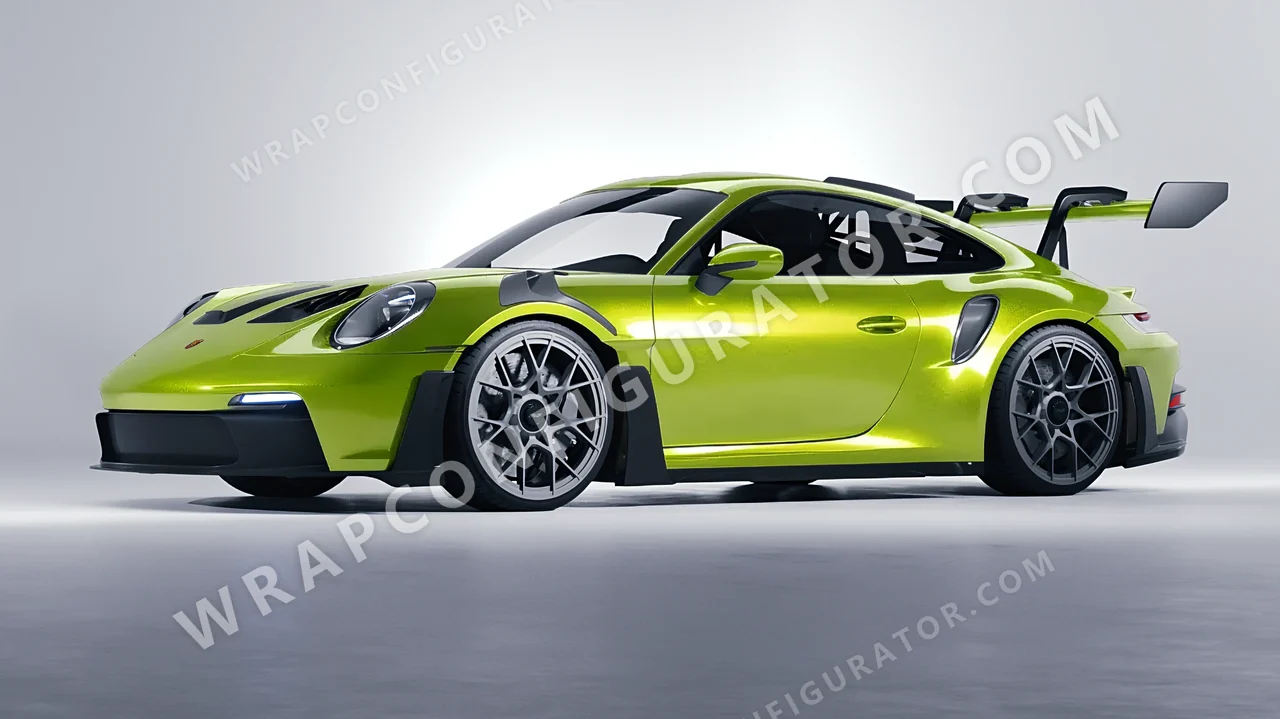 Green Porsche 911 GT3 RS 2024 wrapped in KPMF Dynamic Lime K75454