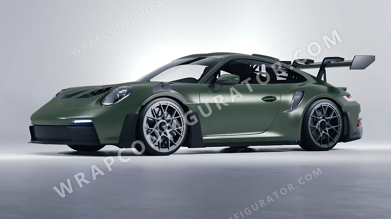 Green Porsche 911 GT3 RS 2024 wrapped in KPMF Matt Platinum Dark Sage K75560
