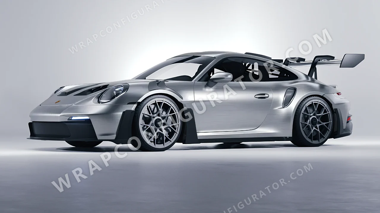 Grey Porsche 911 GT3 RS 2024 wrapped in 3M Brushed Titanium BR230