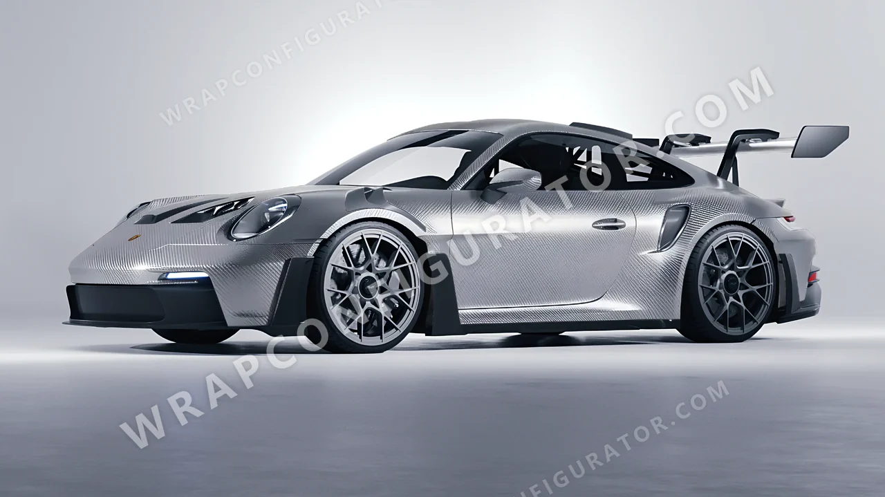 Grey Porsche 911 GT3 RS 2024 wrapped in 3M Carbon Fiber Anthracite CFS201
