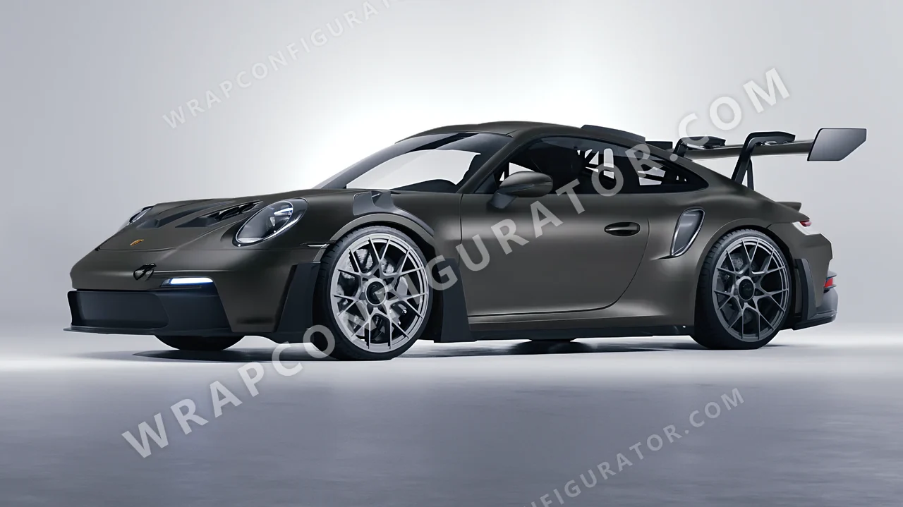 Grey Porsche 911 GT3 RS 2024 wrapped in 3M Matte Charcoal Metallic M211