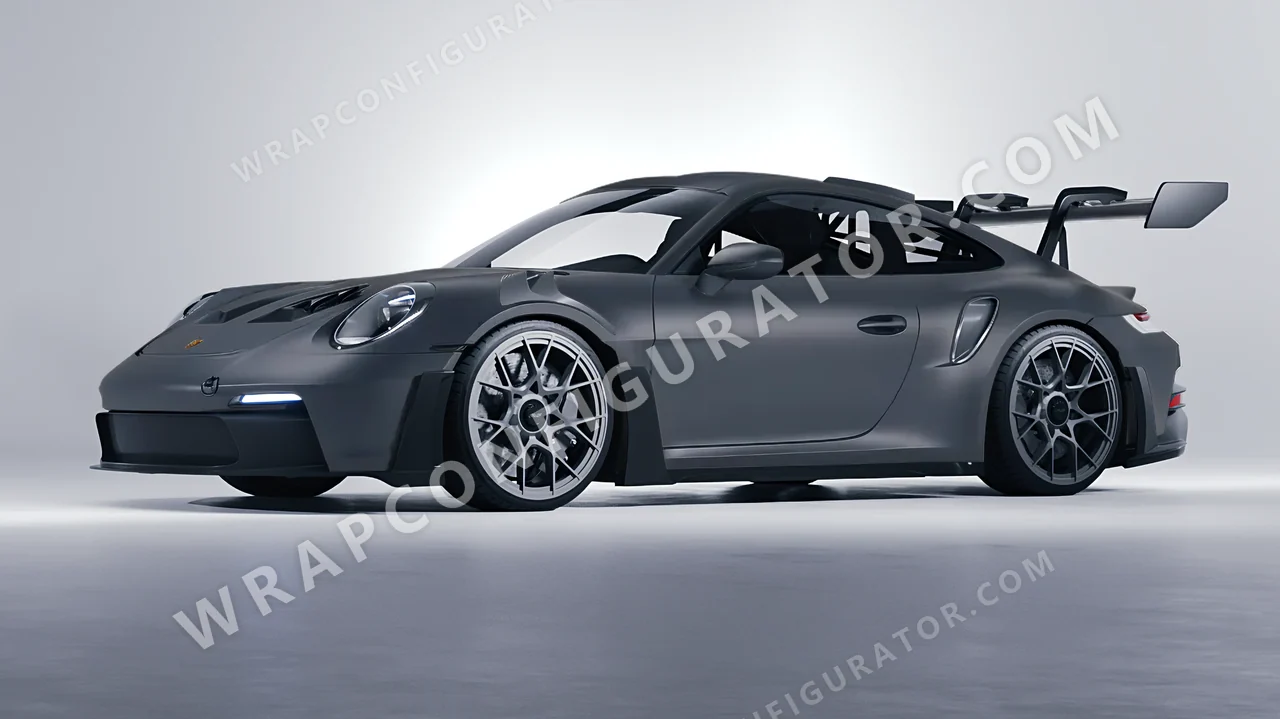 Grey Porsche 911 GT3 RS 2024 wrapped in 3M Matte Dark Gray M261