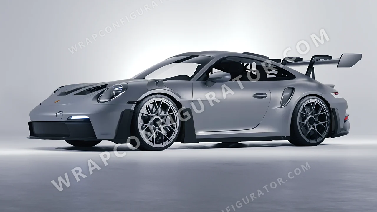 Grey Porsche 911 GT3 RS 2024 wrapped in 3M Matte Gray Aluminum M230
