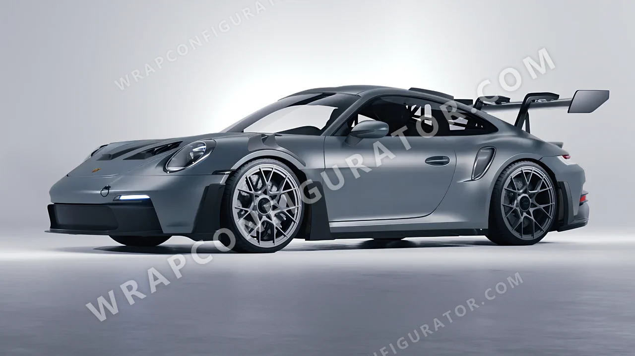 Grey Porsche 911 GT3 RS 2024 wrapped in 3M Satin Battleship Gray S51