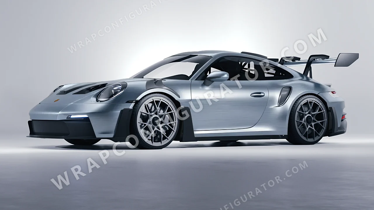 Grey Porsche 911 GT3 RS 2024 wrapped in Avery Dennison Brushed Steel SW900-813-X