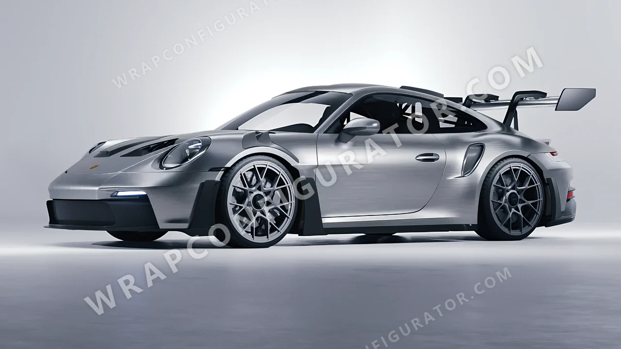 Grey Porsche 911 GT3 RS 2024 wrapped in Avery Dennison Brushed Titanium SW900-802-X