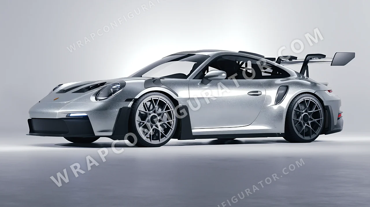 Grey Porsche 911 GT3 RS 2024 wrapped in Avery Dennison Silver SW900-803-M