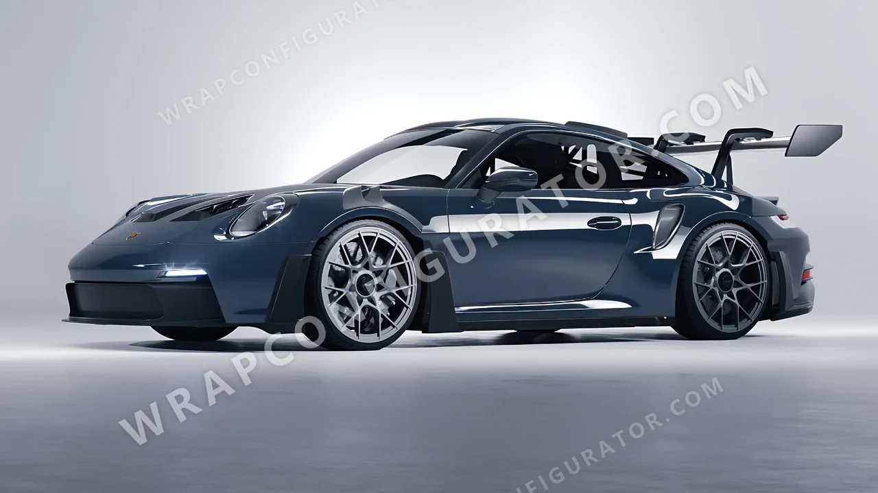 Grey Porsche 911 GT3 RS 2024 wrapped in Inozetek Dynamic PPF Blue Graphite Grey DPPF927
