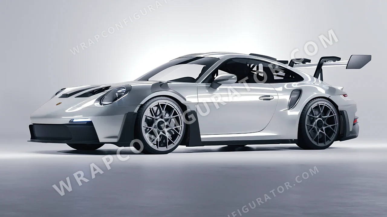 Grey Porsche 911 GT3 RS 2024 wrapped in Inozetek Dynamic PPF GT Silver DPPF709