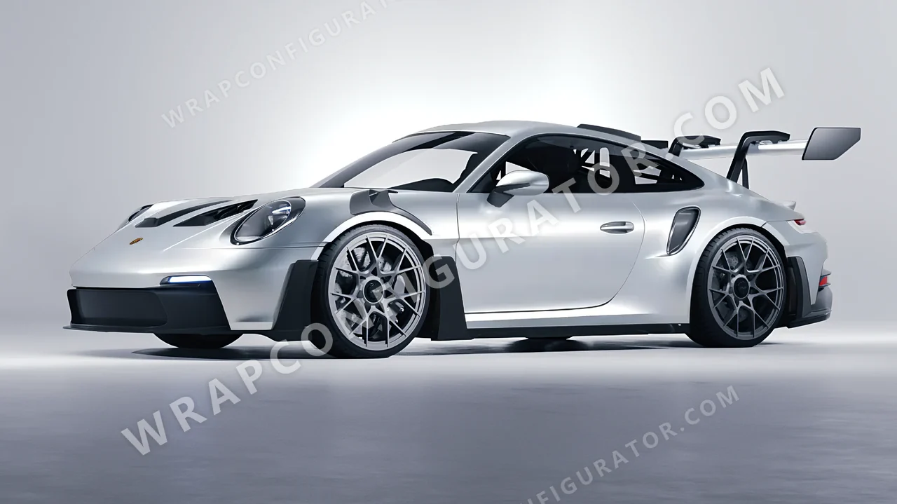Grey Porsche 911 GT3 RS 2024 wrapped in Inozetek Dynamic PPF Silver DPPF803