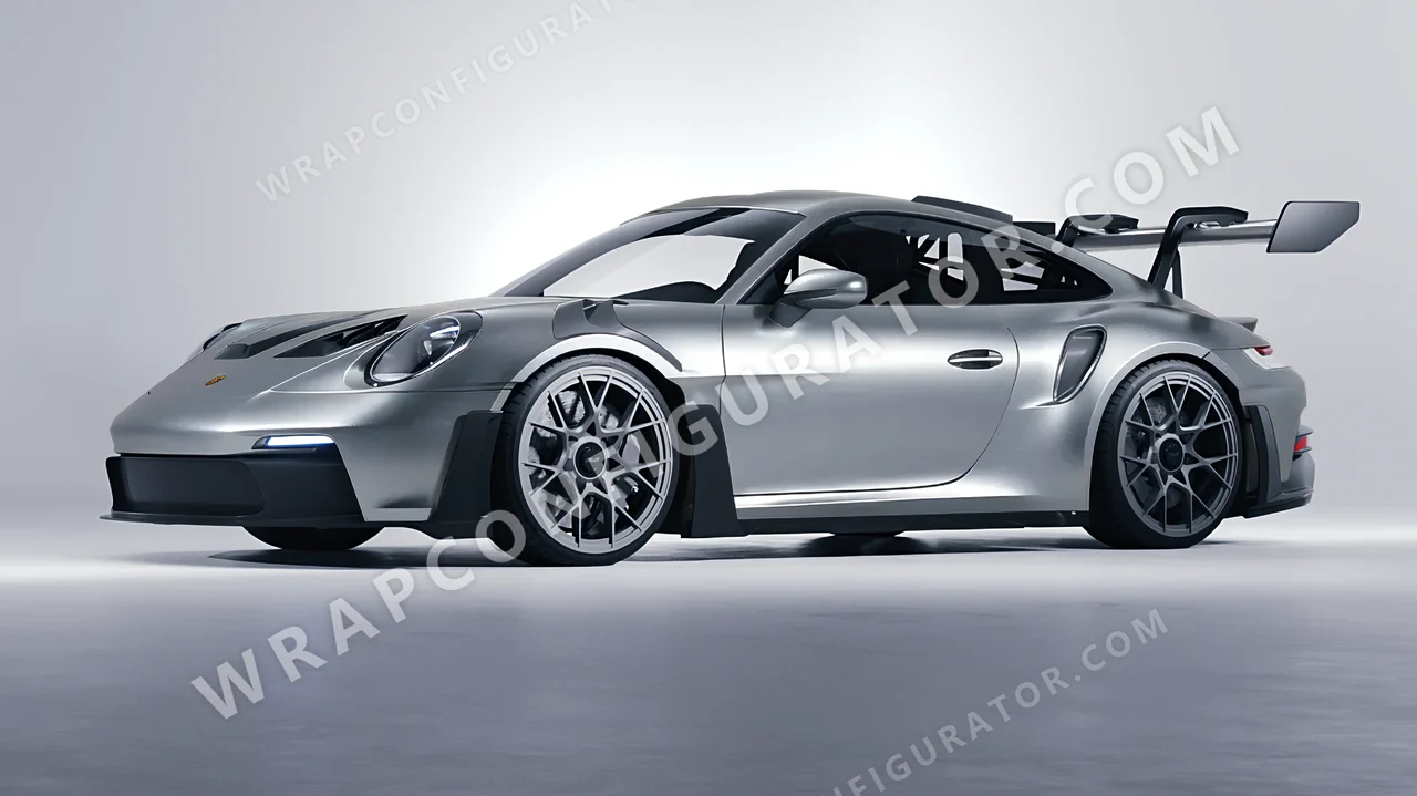 Grey Porsche 911 GT3 RS 2024 wrapped in Inozetek Dynamic PPF Silver DPPF808