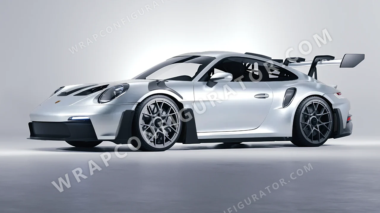 Grey Porsche 911 GT3 RS 2024 wrapped in Inozetek Dynamic PPF Star Silver DPPF805