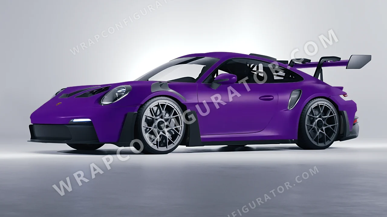 Grey Porsche 911 GT3 RS 2024 wrapped in KPMF Matt Iced Amethyst Titanium K75568