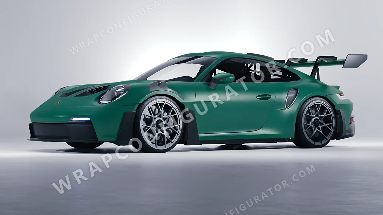 Grey Porsche 911 GT3 RS 2024 wrapped in KPMF Matt Iced Green Titanium K75507