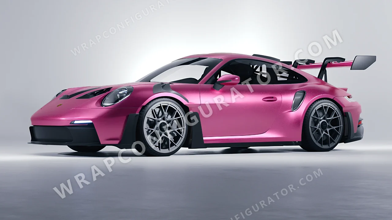 Grey Porsche 911 GT3 RS 2024 wrapped in KPMF Matt Iced Pink Titanium K75504