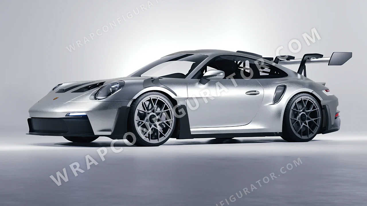 Grey Porsche 911 GT3 RS 2024 wrapped in KPMF Matt Iced Silver Titanium K75501