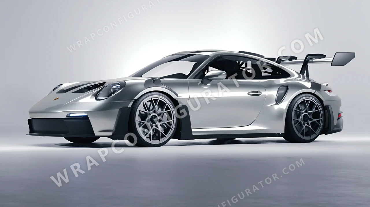 Grey Porsche 911 GT3 RS 2024 wrapped in ORACAL Silver Lake 970RA-904G