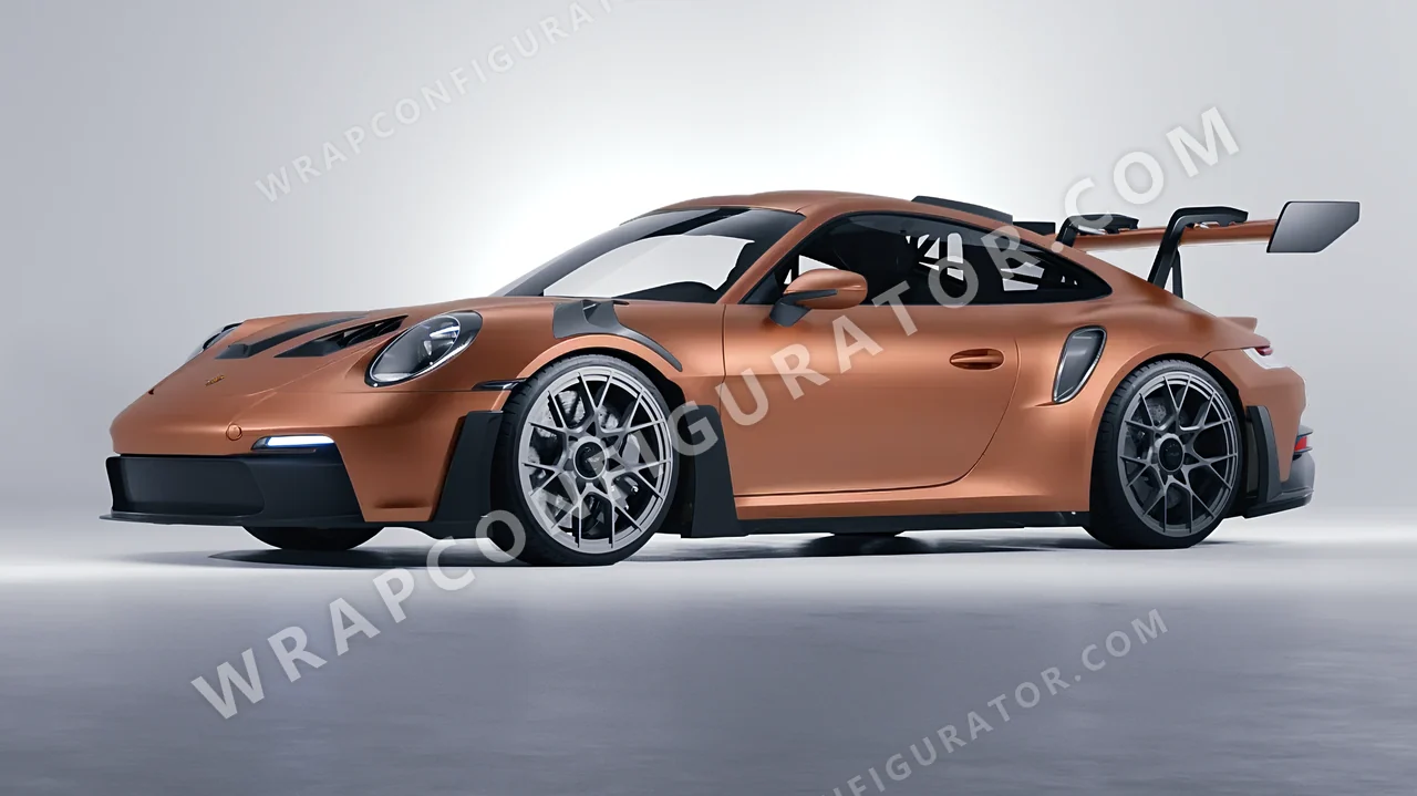 Orange Porsche 911 GT3 RS 2024 wrapped in 3M Matte Copper Metallic M229