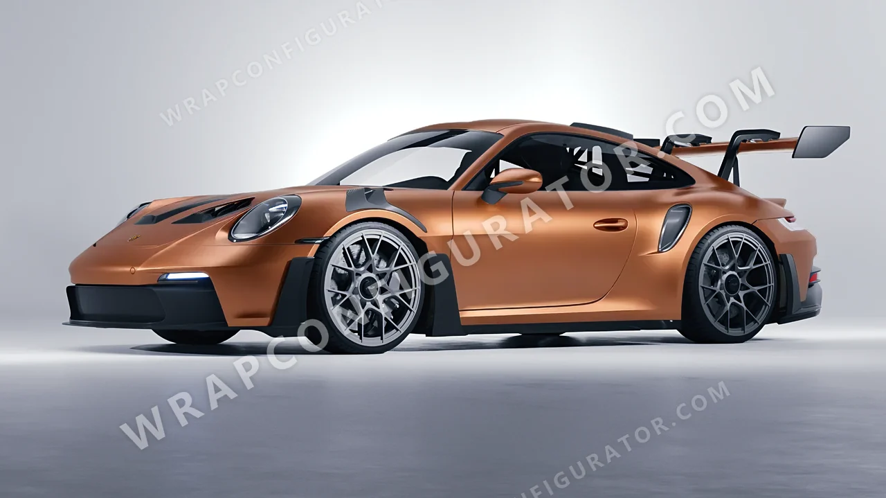 Orange Porsche 911 GT3 RS 2024 wrapped in 3M Satin Canyon Copper S344