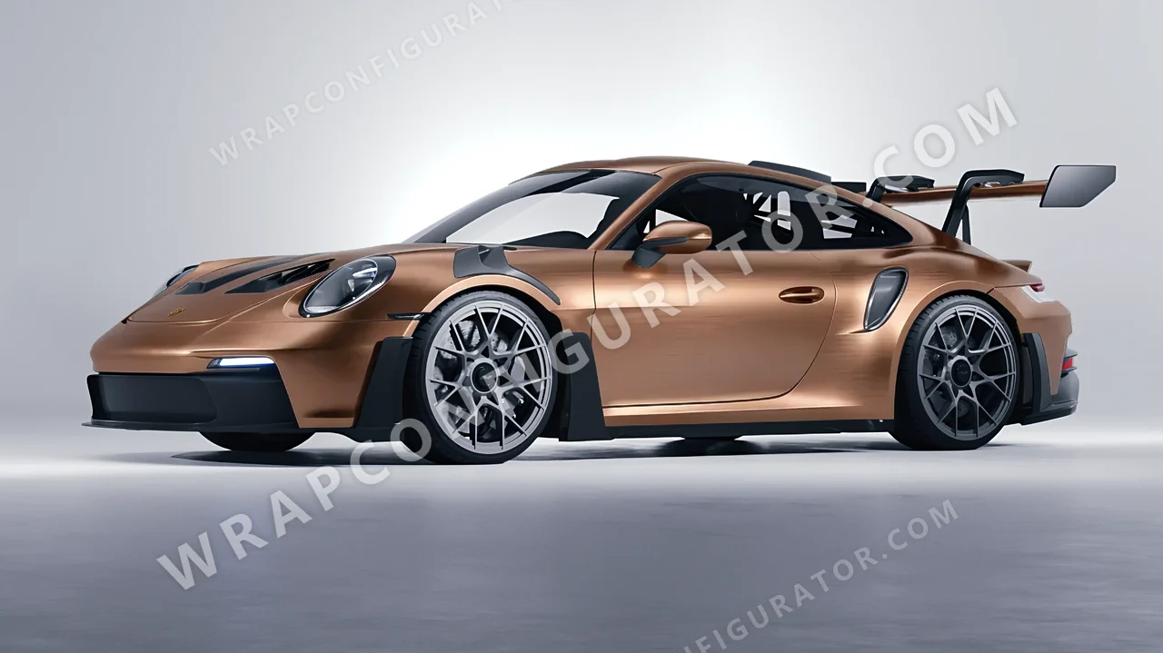 Orange Porsche 911 GT3 RS 2024 wrapped in Avery Dennison Brushed Bronze SW900-933-X