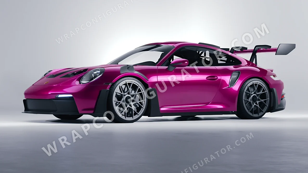 Pink Porsche 911 GT3 RS 2024 wrapped in 3M Gloss Fierce Fuchsia G348