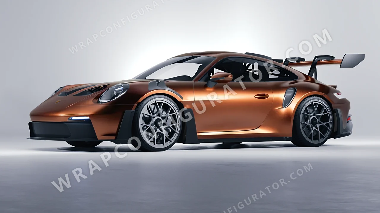 Red Porsche 911 GT3 RS 2024 wrapped in 3M Satin Flip Volcanic Flare SP236