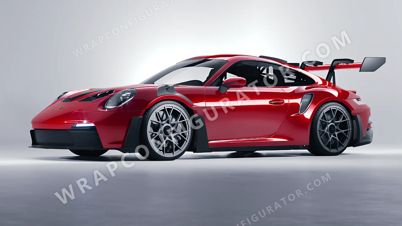 Red Porsche 911 GT3 RS 2024 wrapped in ORACAL Chili Red 970RA-371G