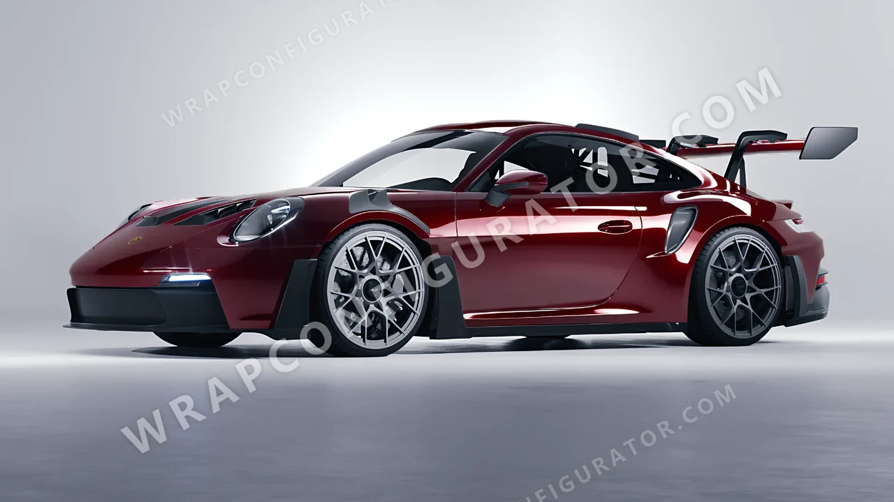 Red Porsche 911 GT3 RS 2024 wrapped in ORACAL Dark Red 970RA-030G
