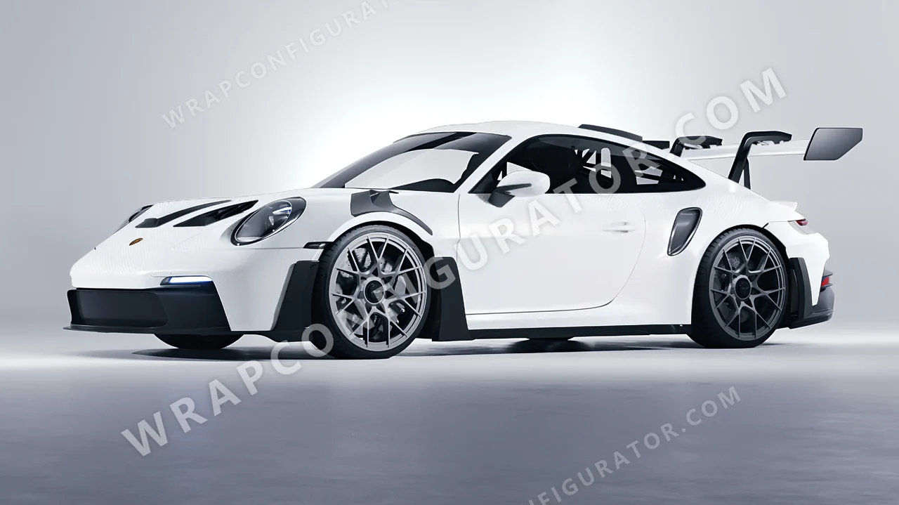 White Porsche 911 GT3 RS 2024 wrapped in 3M Carbon Fiber White CFS10