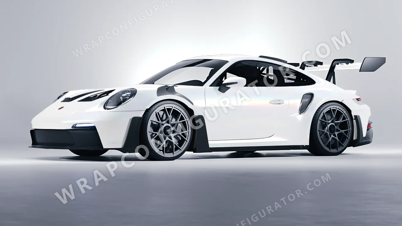 White Porsche 911 GT3 RS 2024 wrapped in 3M Satin Flip Ghost Pearl SP280