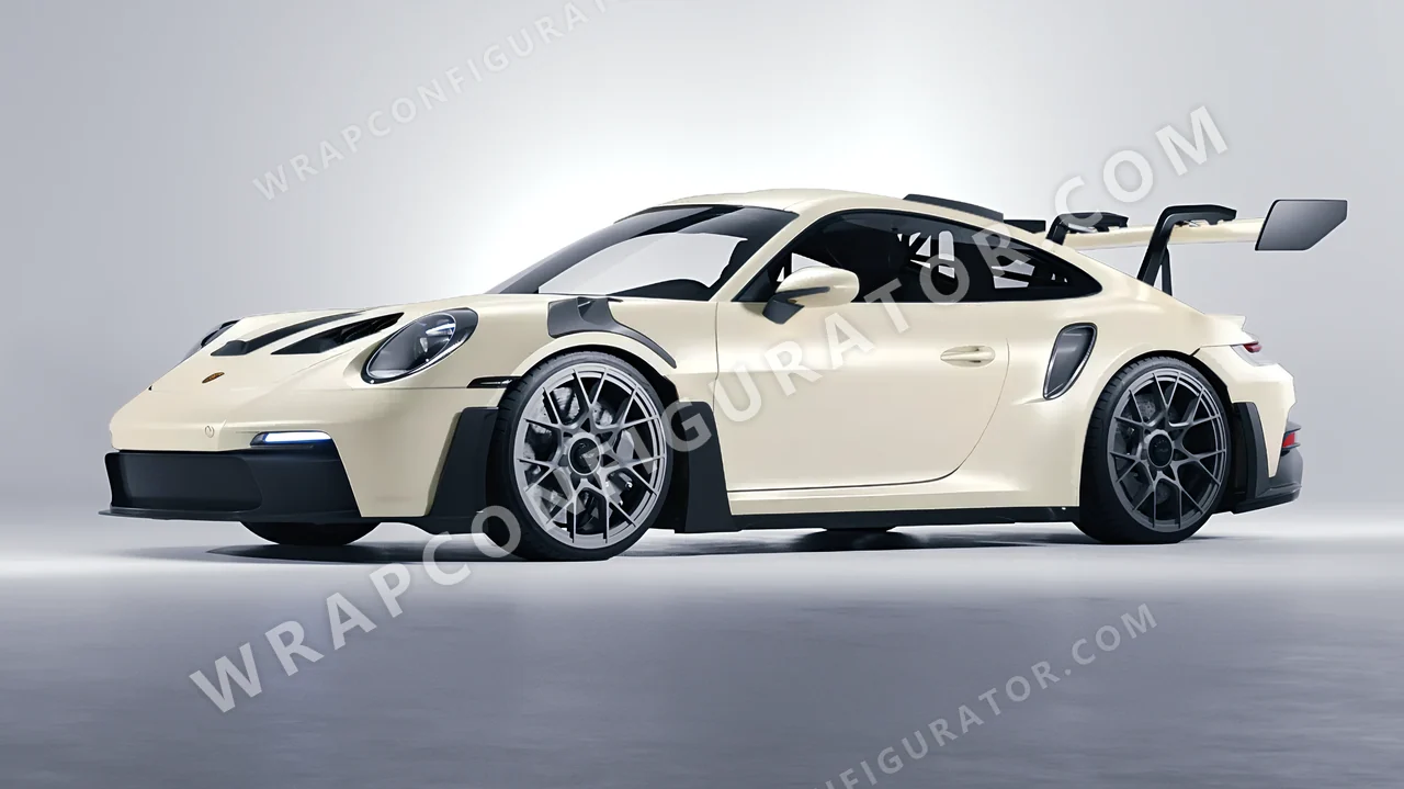 White Porsche 911 GT3 RS 2024 wrapped in 3M Satin Frozen Vanilla SP240
